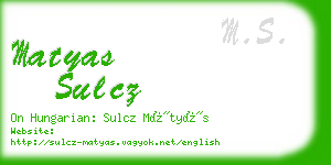 matyas sulcz business card